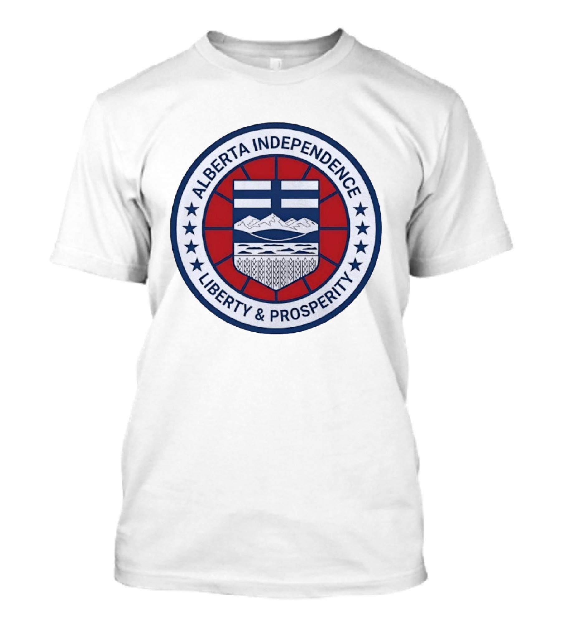 Alberta Independence Liberty Prosperity Emblem With Shield And Stars T-Shirt