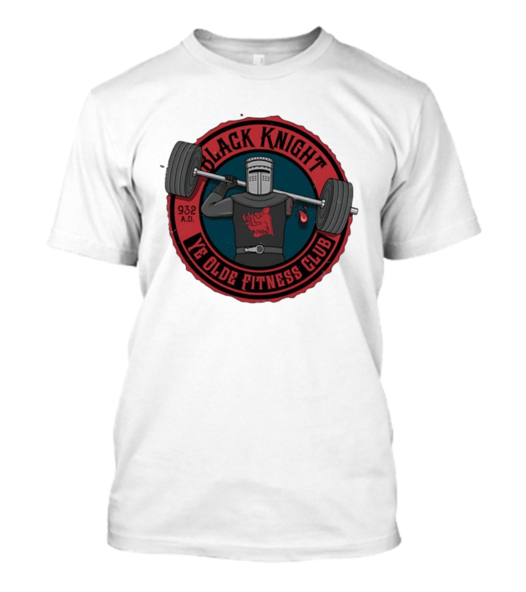 Black Knight Ye Olde Fitness Club 932 AD Weightlifting Medieval Humor T-Shirt