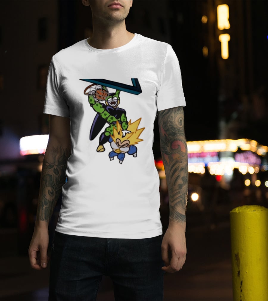 Cell Vs Vegeta Basketball Dunk Anime Mashup T-Shirt