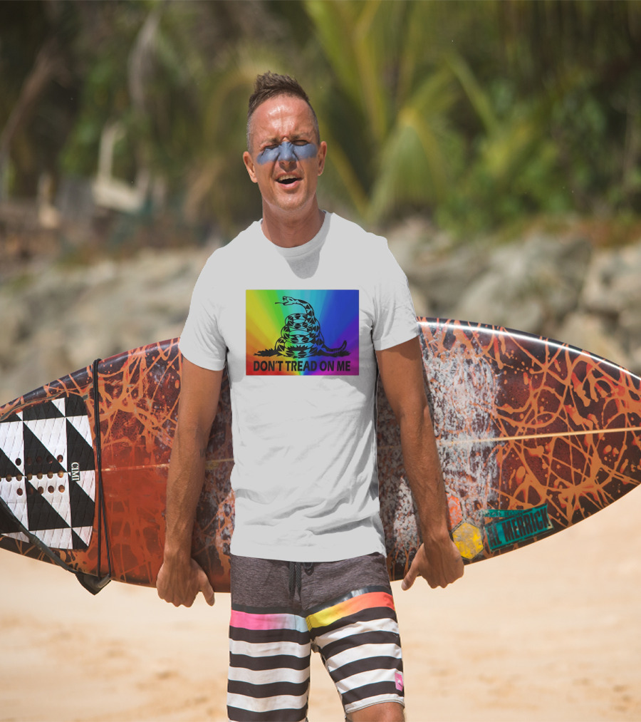 Rainbow Don't Tread On Me Snake T-Shirt