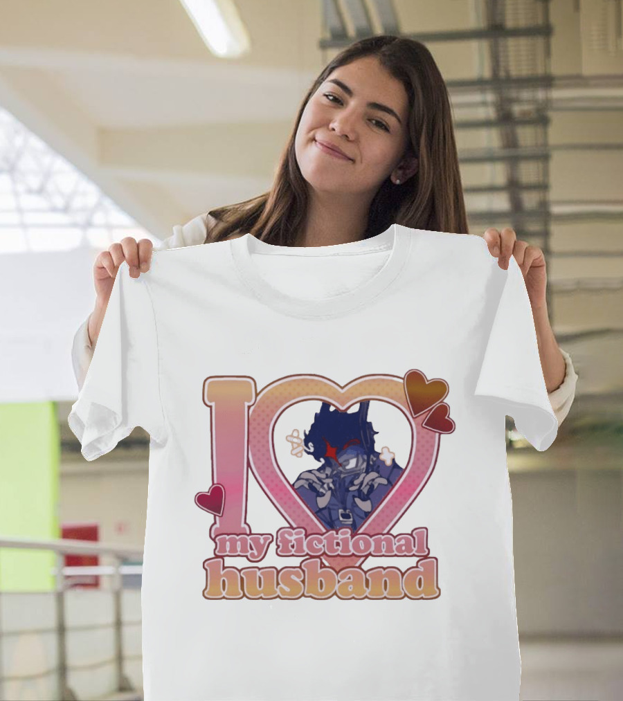 I Love My Fictional Husband Heart Design With Anime T-Shirt
