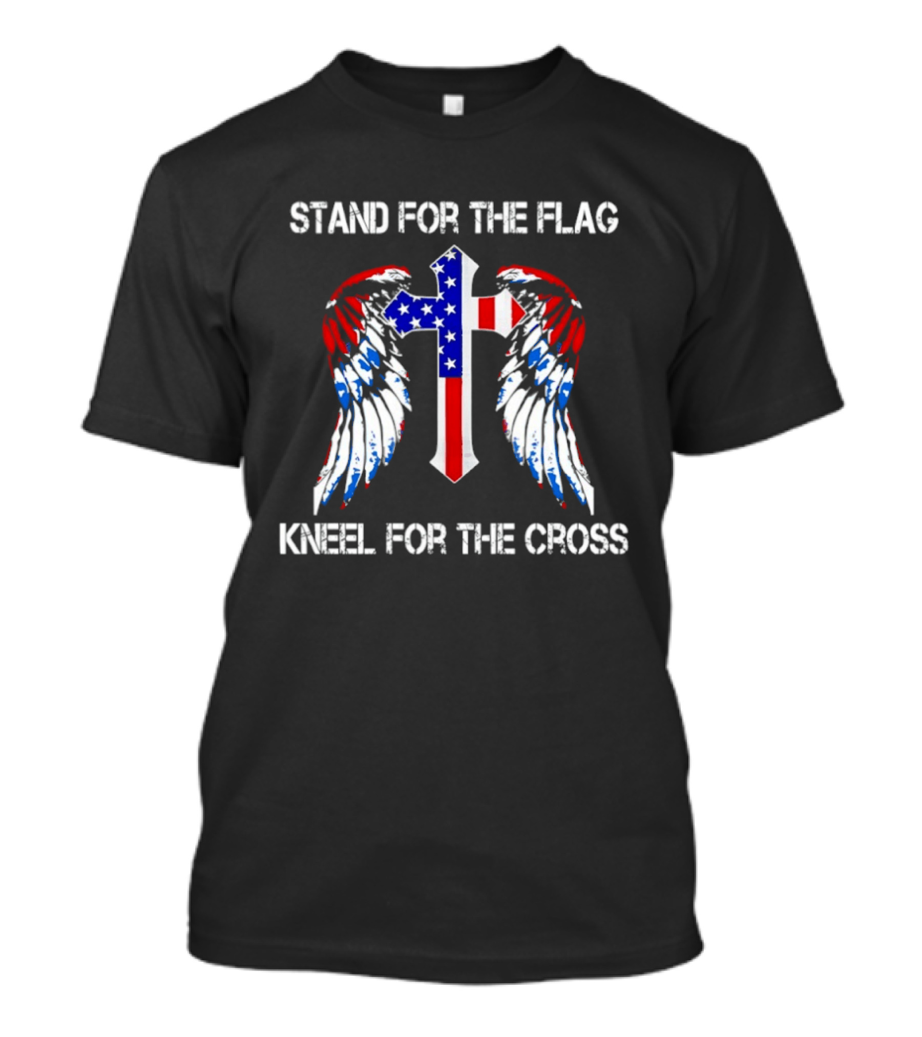 Stand For The Flag Kneel For The Cross Patriotic Wings Cross T-Shirt