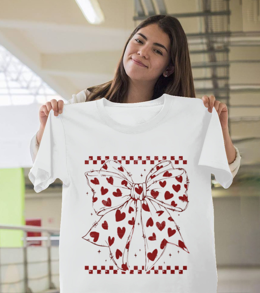 Coquette Bow Heart Valentine’s Day T-Shirt