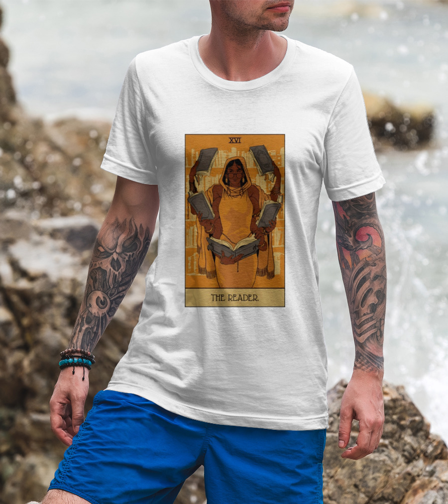 XVI The Reader Tarot Card Modern Witch Aesthetic Books Library T-Shirt