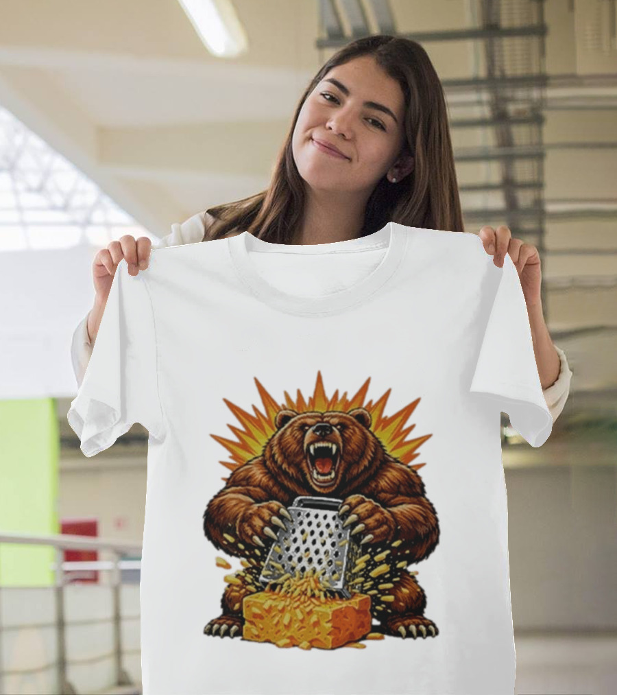 Angry Bear Grating Cheese Grater Hater Explosive Roaring Beast T-Shirt