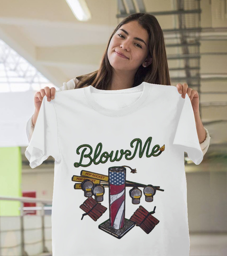 Blow Me 4th of July Pop Rocket Fireworks USA Flag T-Shirt
