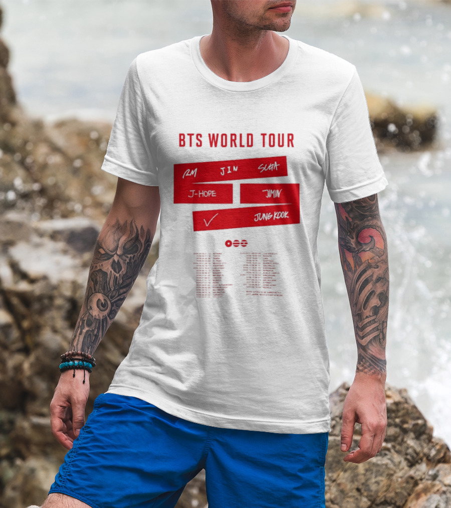 BTS World Tour 2026 RM Jin Suga J Hope Jimin V Jungkook Concert Tour Dates T-Shirt