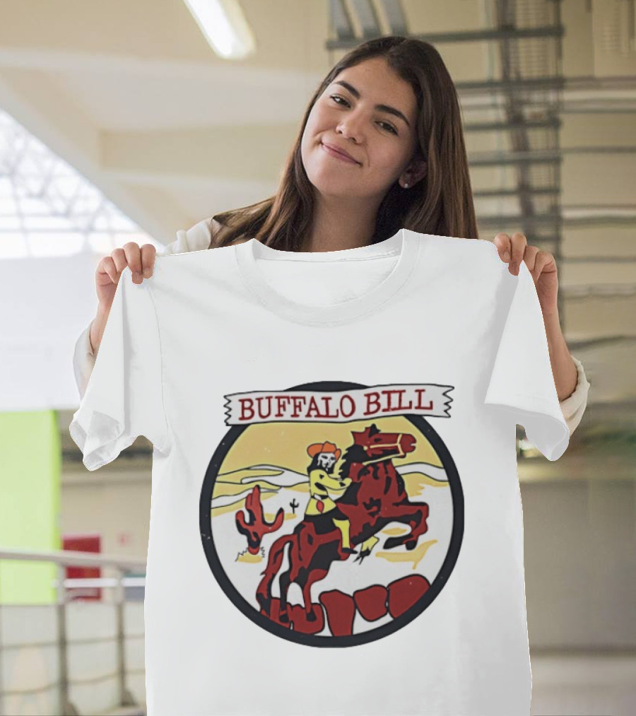 Buffalo Bill Cowboy Riding Red Horse Western Adventure T-Shirt