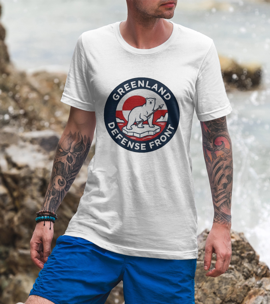 Greenland Defense Front Polar Bear And Spear Arctic T-Shirt