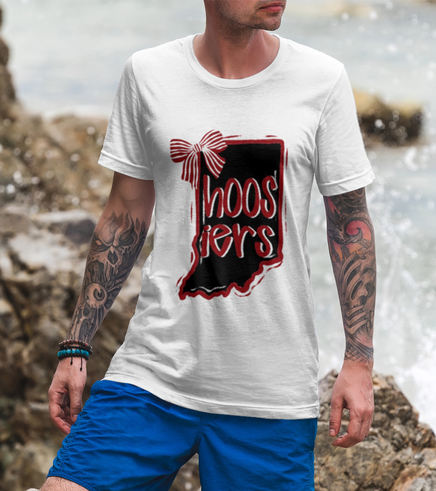 Hoosiers Indiana State Outline Bow Game Day T-Shirt