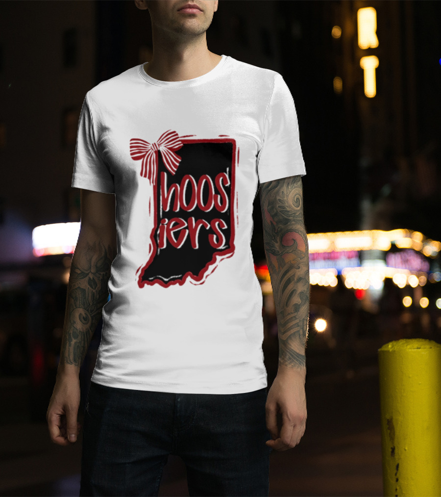 Hoosiers Indiana State Outline Bow Game Day T-Shirt