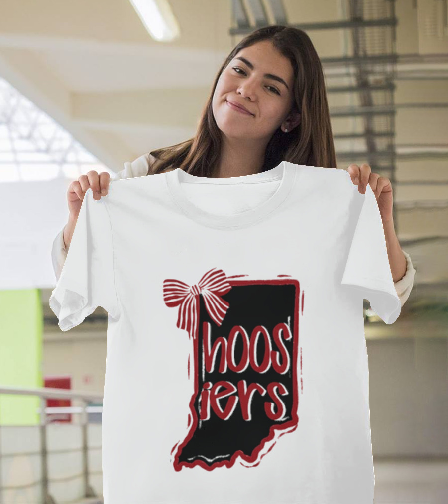 Hoosiers Indiana State Outline Bow Game Day T-Shirt