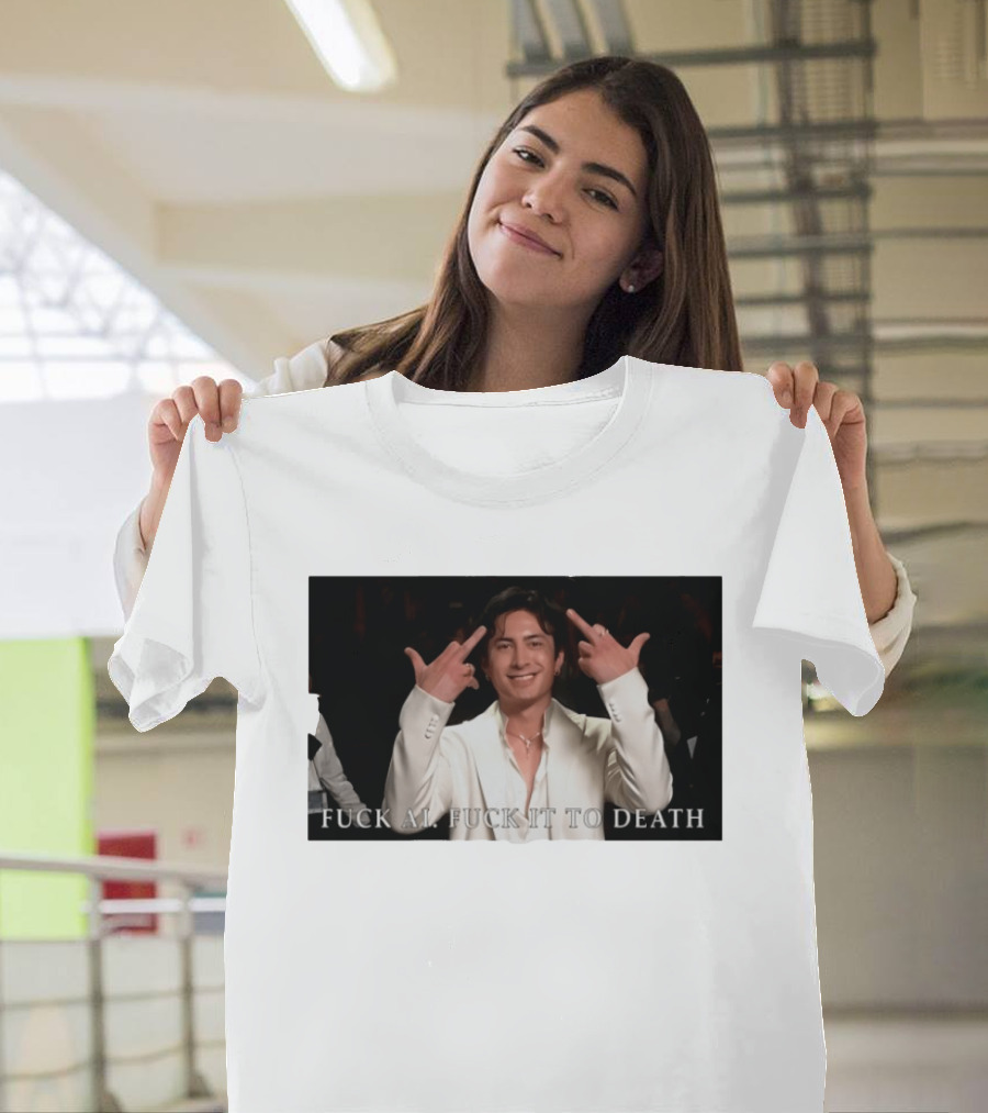 Hudson Williams Fuck AI Fuck It To Death Middle Finger Gesture T-Shirt