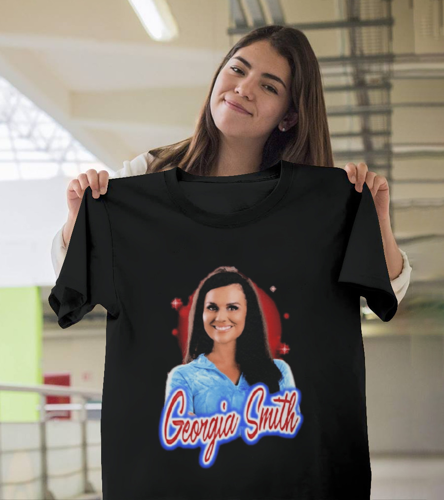 Georgia Smith Blue Top Red T-Shirt