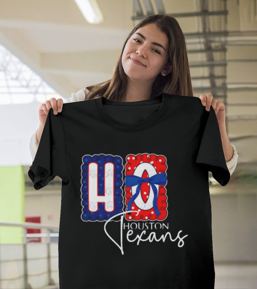 Houston Texans Football HOU Blue Red Bow T-Shirt