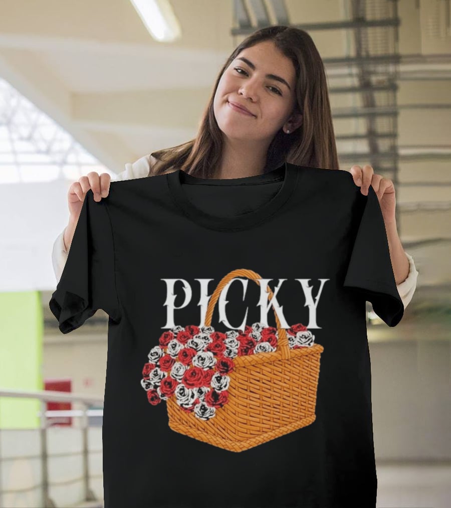 Picky Basket Of Red And White Roses T-Shirt