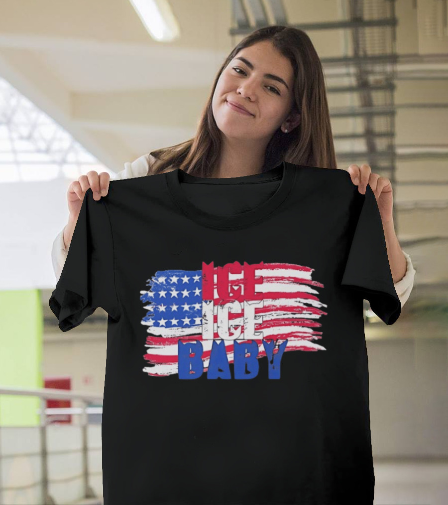 Ice Ice Baby American Flag USA Stars And Stripes T-Shirt