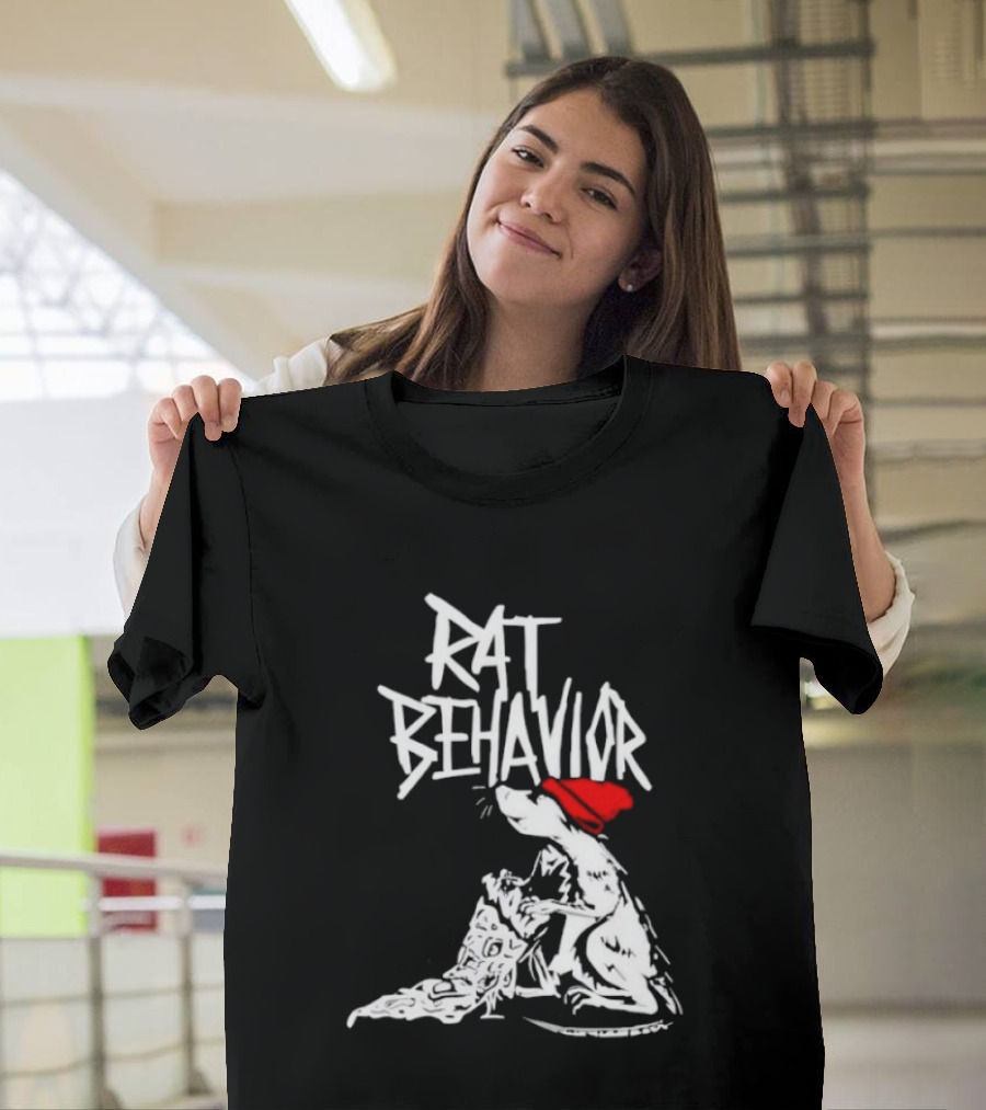 Rat Behavior Graphic With Red Hat And White Rat T-Shirt