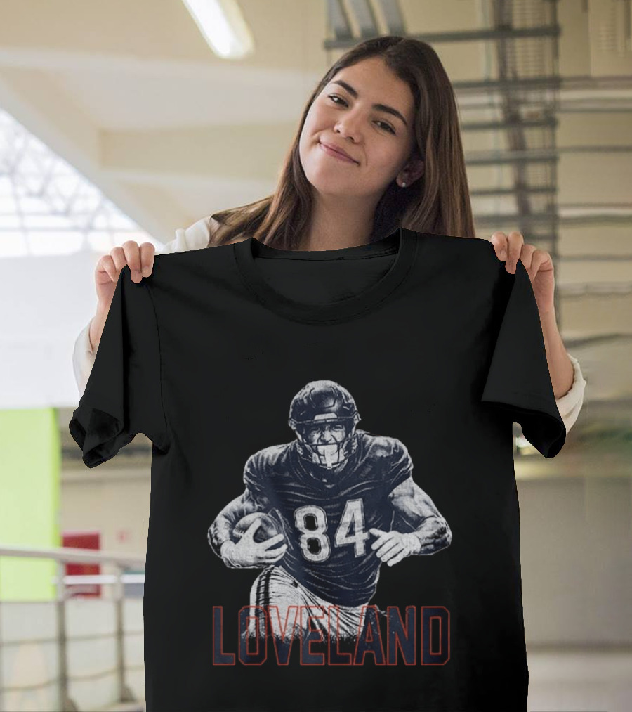 Colston Loveland 84 Chicago Bears Football Player Halftone T-Shirt