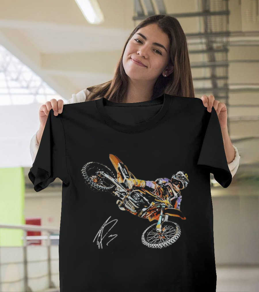 Eli Tomac AMA Supercross Anaheim1 Racing Autographed 2023 Motocross Champion T-Shirt