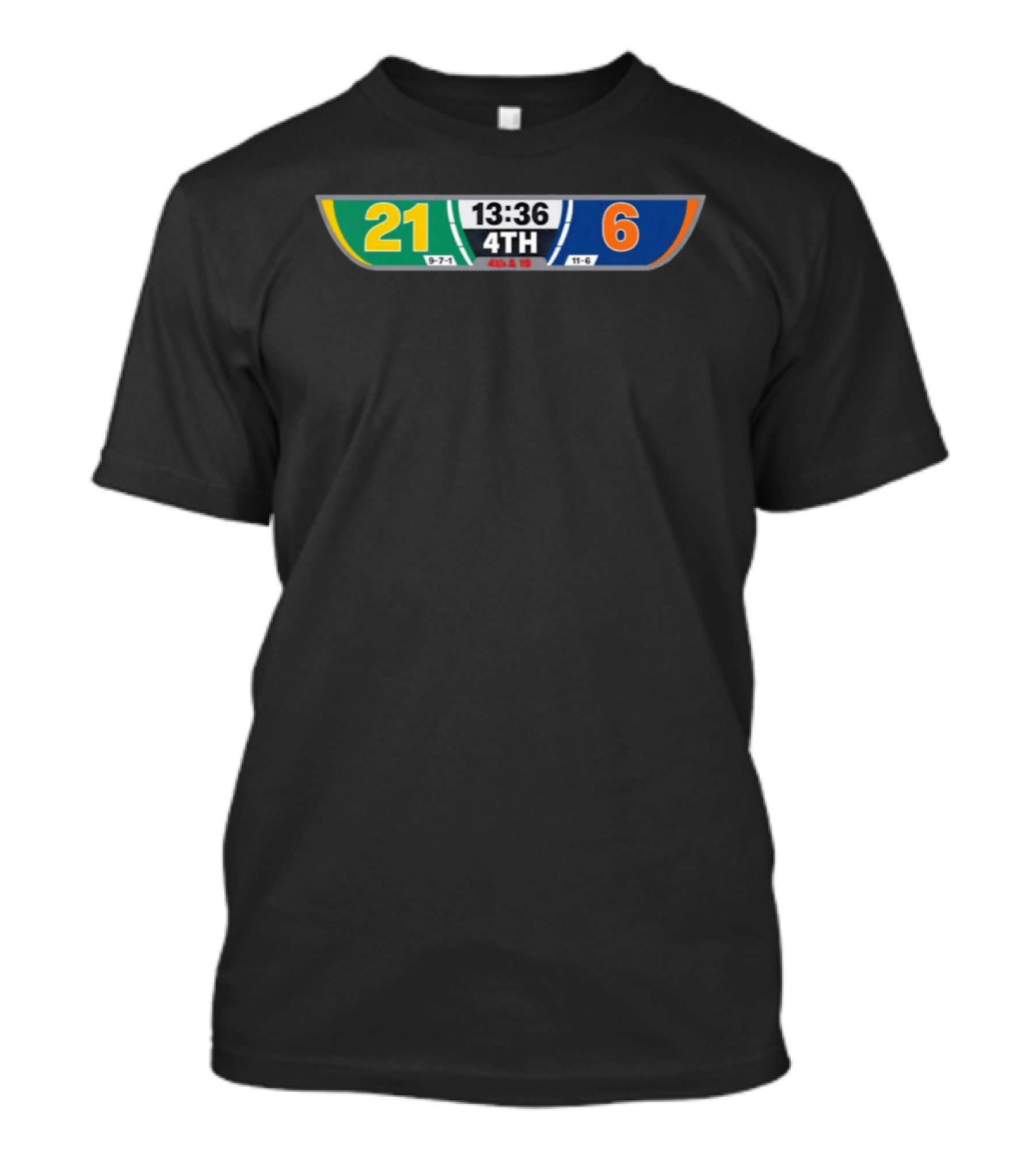 Green Bay Packers 21 Chicago Bears 6 NFL Scoreboard 4th Quarter 13:36 9 7 1 11 6 T-Shirt