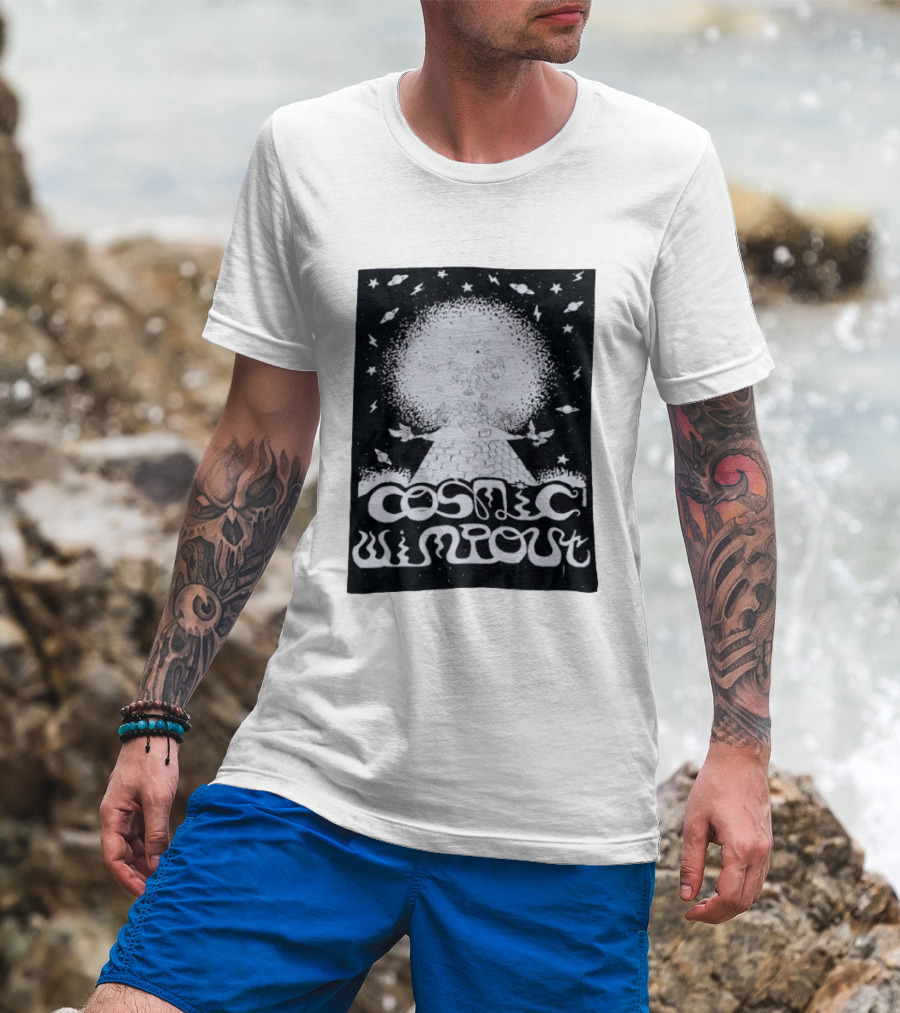 Cosmic Wimpout Psychedelic Pyramid Dice Explosion With UFOs And Stars T-Shirt