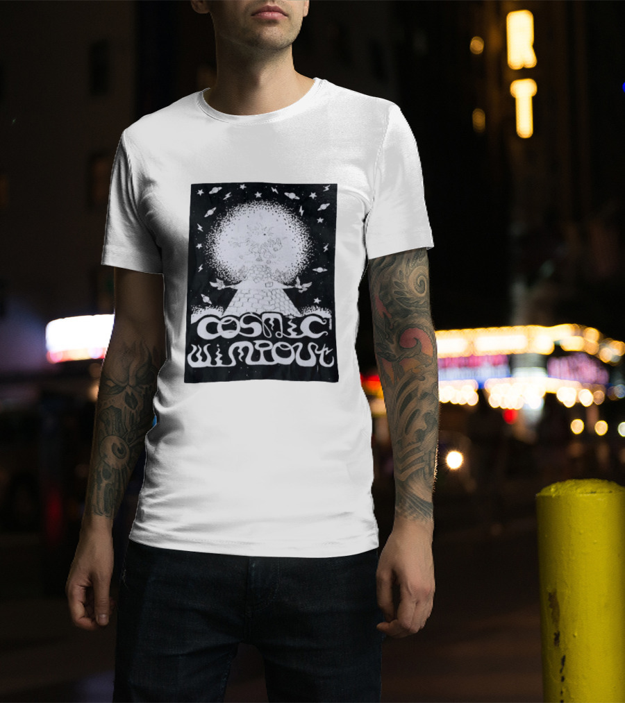 Cosmic Wimpout Psychedelic Pyramid Dice Explosion With UFOs And Stars T-Shirt