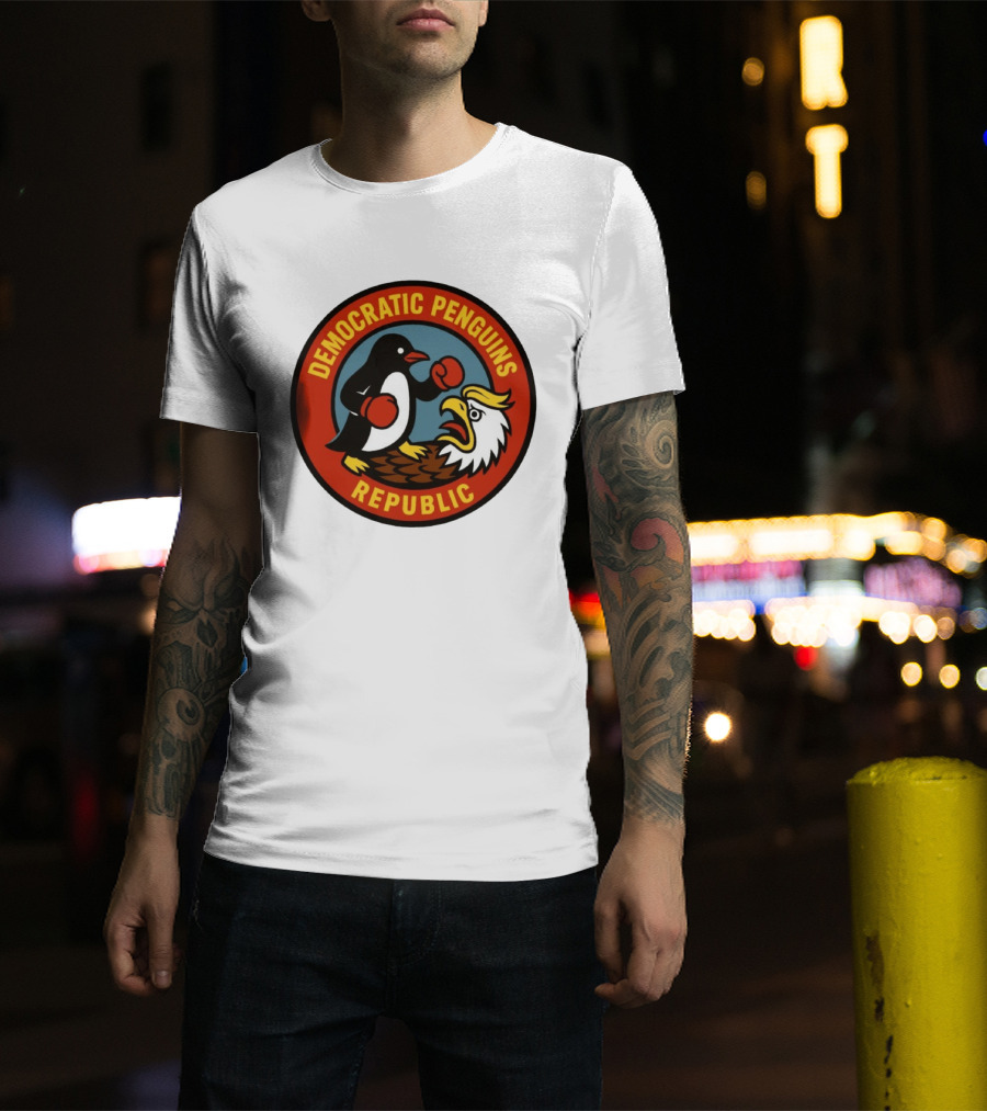 Democratic Penguins Republic Boxing Penguin Vs Eagle T-Shirt