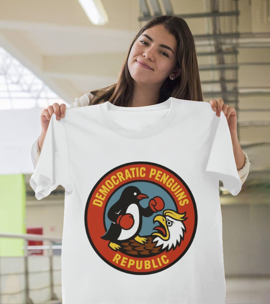 Democratic Penguins Republic Boxing Penguin Vs Eagle T-Shirt