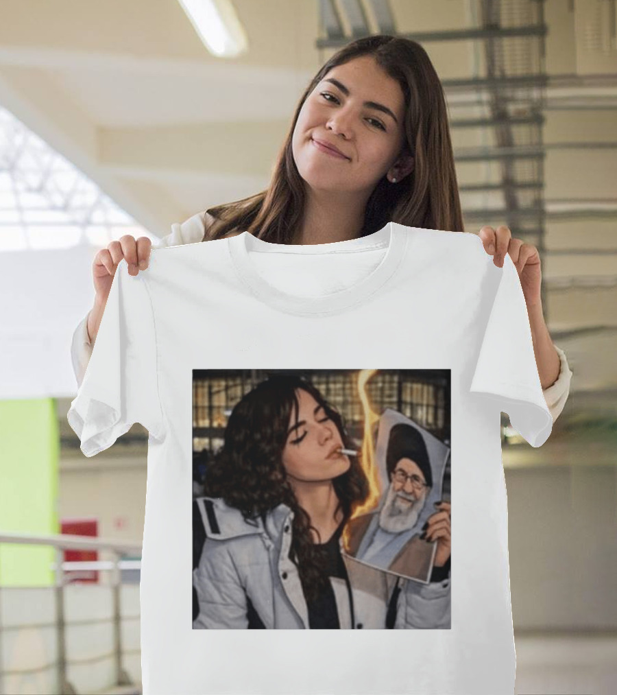 Burning Image Of Khamenei Revolution Rebellion Symbolism T-Shirt
