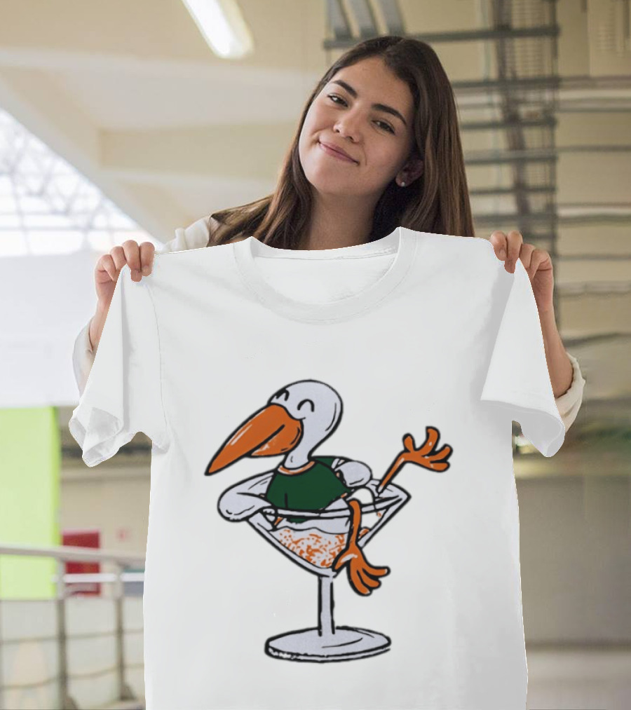 Miami Hurricanes Ibis Mascot In Cocktail Glass T-Shirt