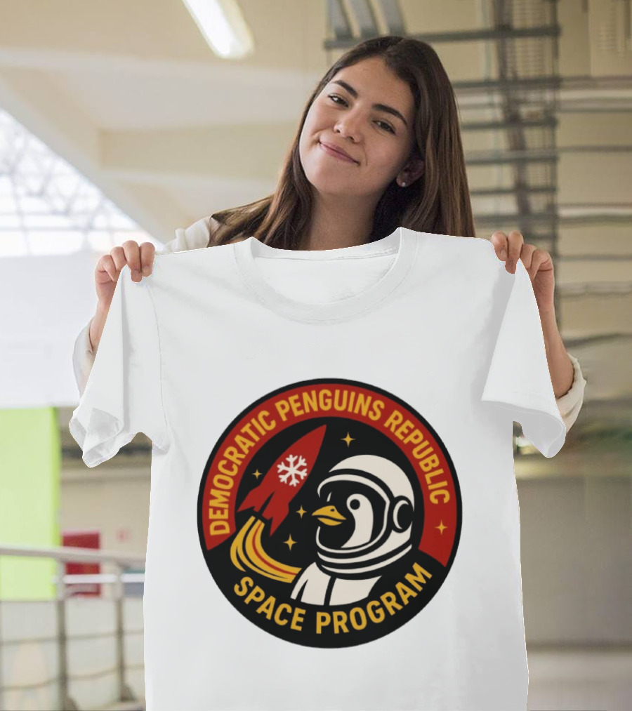 Democratic Penguins Republic Space Program Astronaut Penguin Rocket T-Shirt