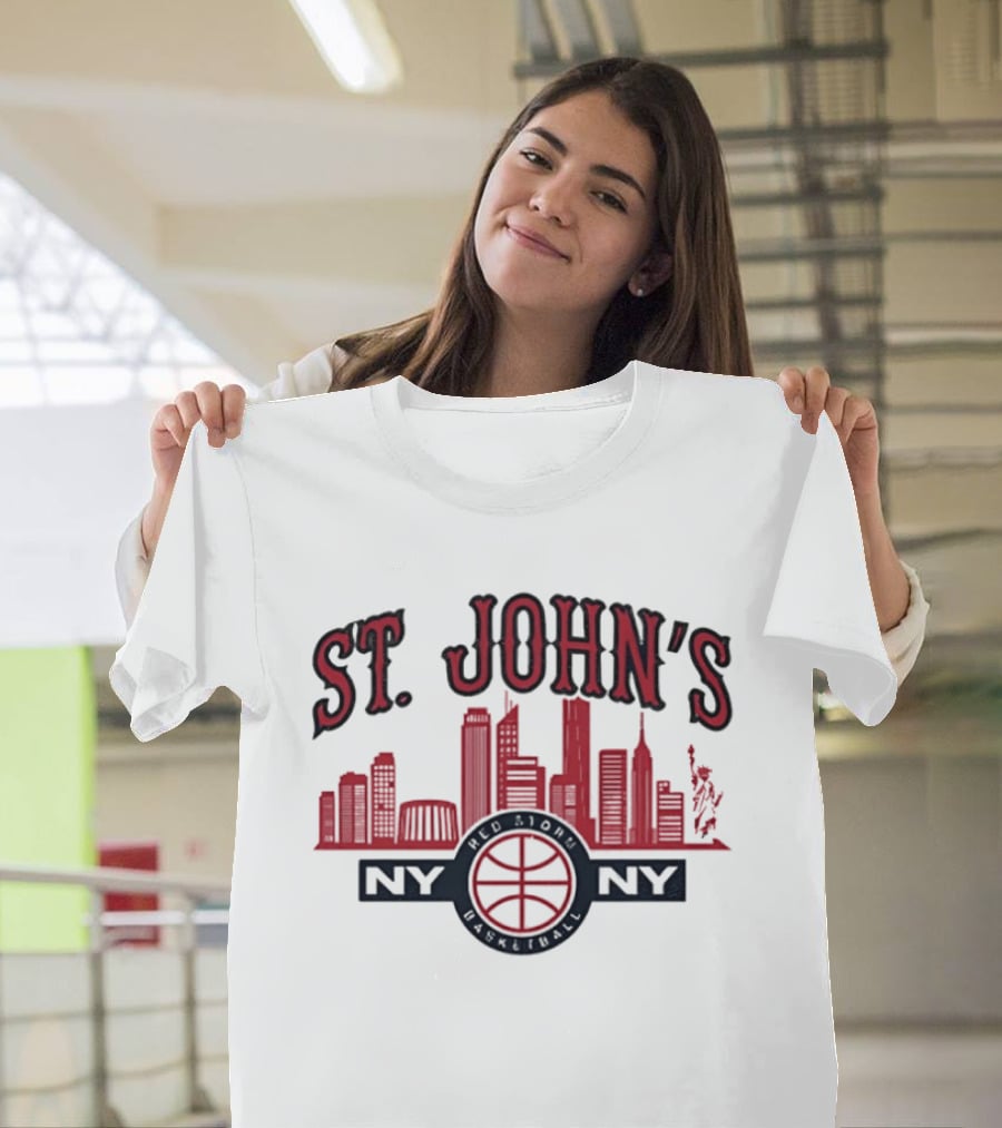 St John's Red Storm Basketball Skyline NY NY T-Shirt
