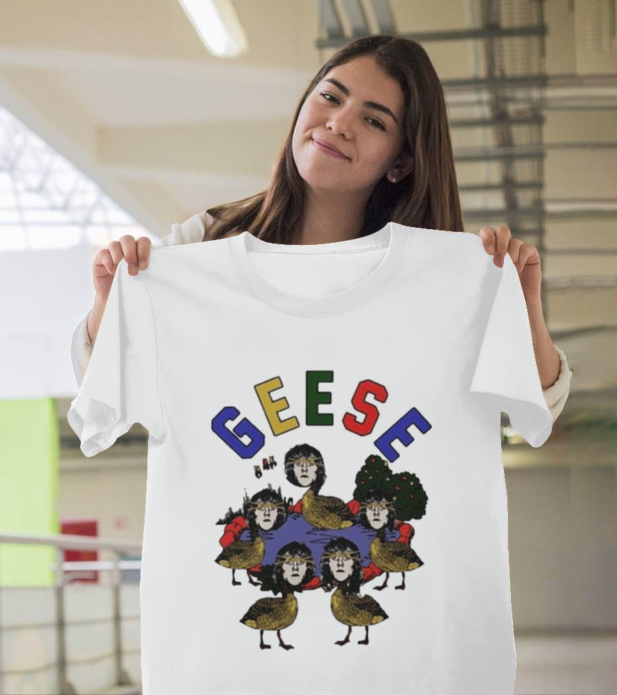 Geese Faces In Pond With Colorful Letters T-Shirt