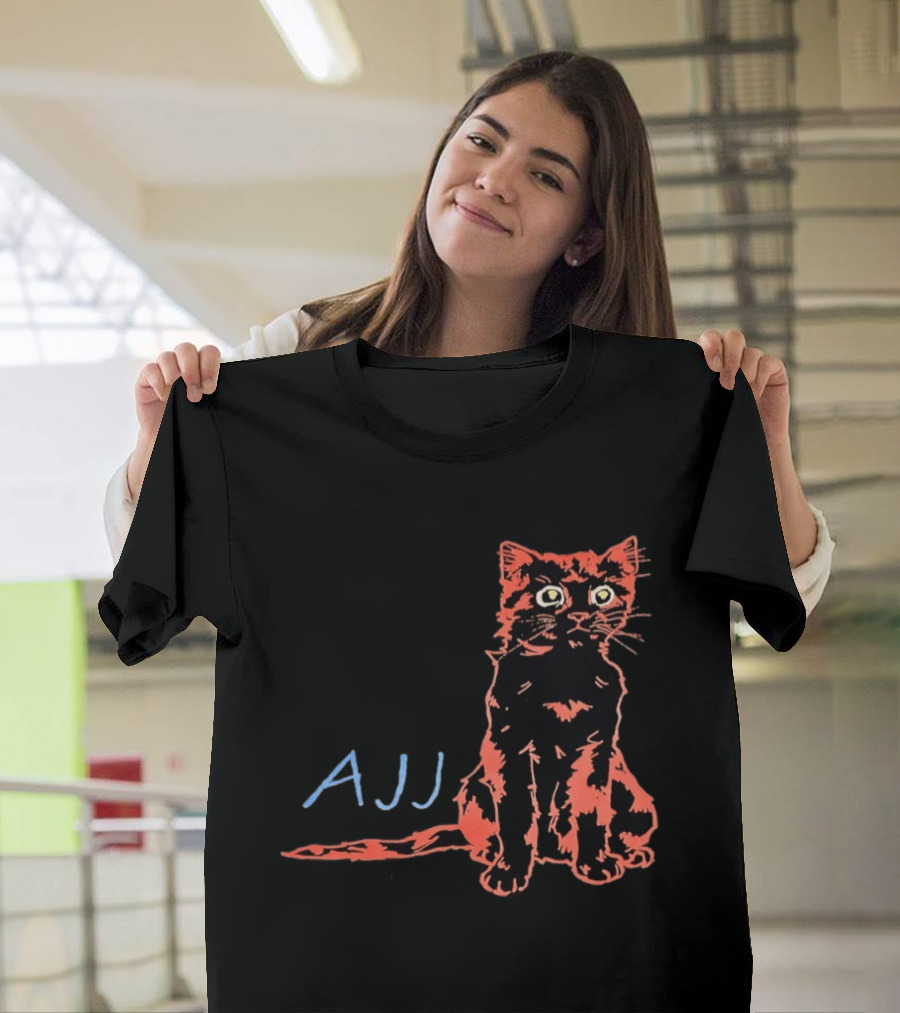 AJJ Cat Vibrant Cartoon Rock Band Merchandise T-Shirt