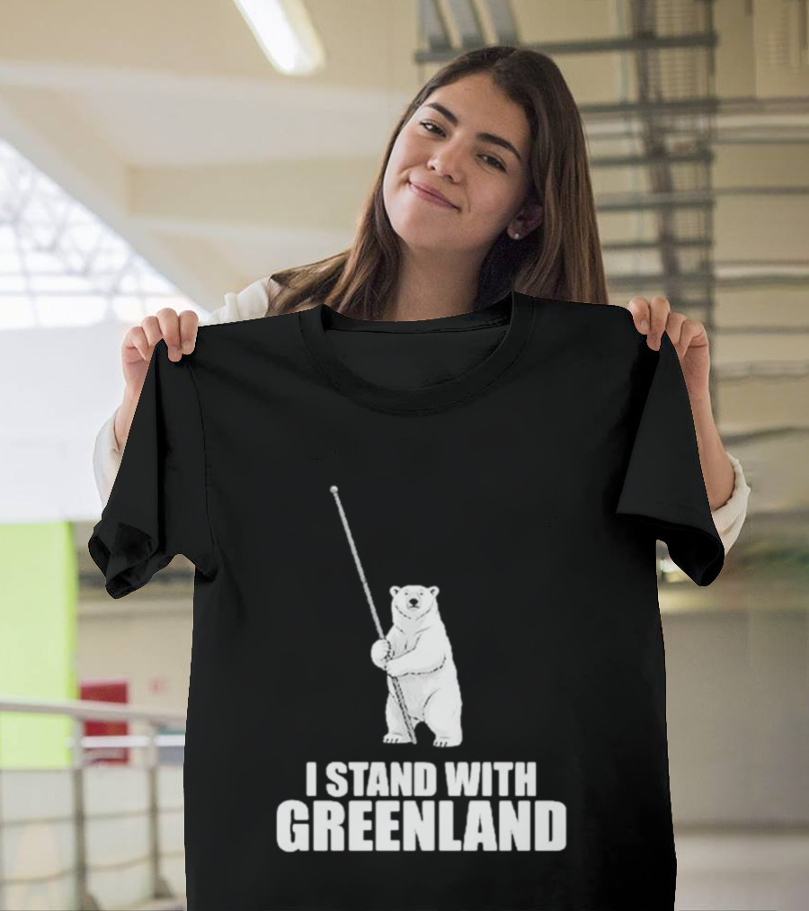 I Stand With Greenland Polar Bear Holding Staff T-Shirt