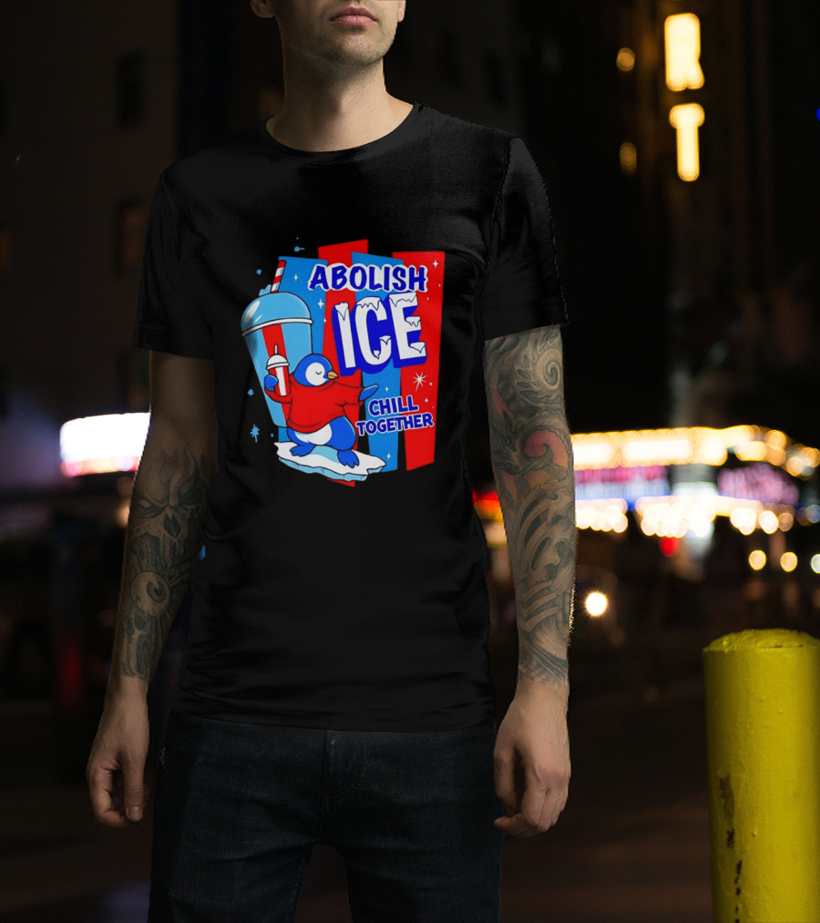 Abolish ICE Penguin Ice Skating Chill Together T-Shirt