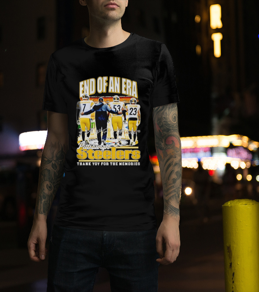 Pittsburgh Steelers End Of An Era Thank You For The Memories Ben Roethlisberger Maurkice Pouncey Joe Haden T-Shirt