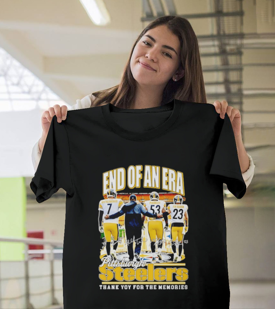 Pittsburgh Steelers End Of An Era Thank You For The Memories Ben Roethlisberger Maurkice Pouncey Joe Haden T-Shirt