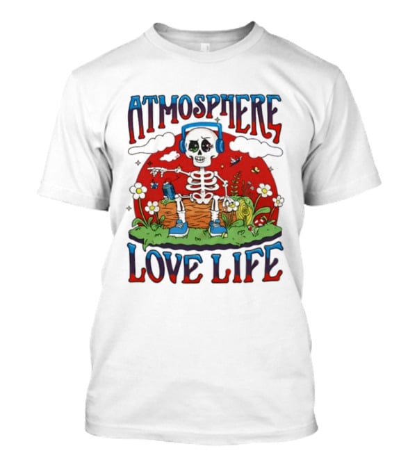 Atmosphere Love Life Skeleton Headphones Nature Scene T-Shirt