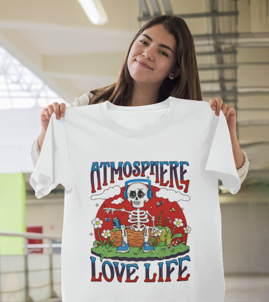 Atmosphere Love Life Skeleton Headphones Nature Scene T-Shirt