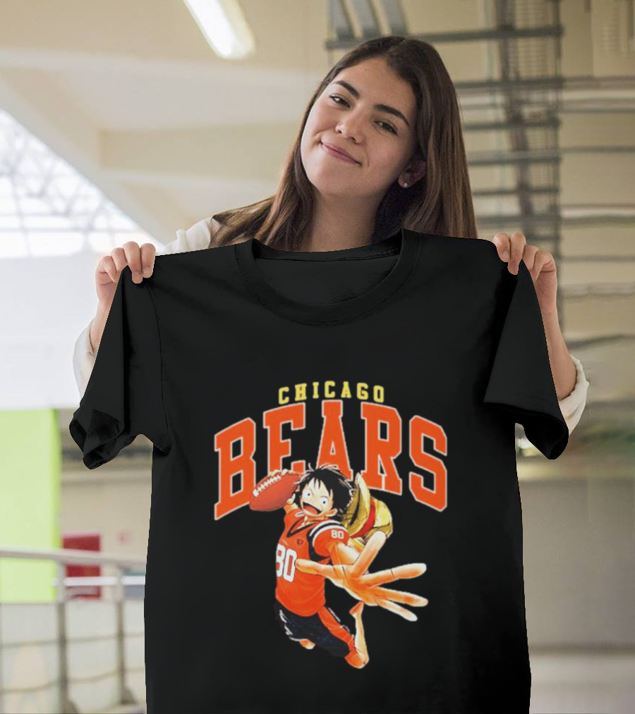 Chicago Bears One Piece Crossover Luffy Football Collaboration T-Shirt