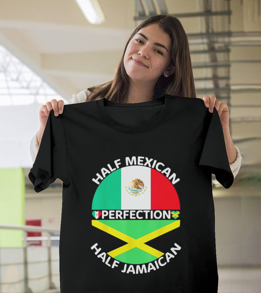 Half Mexican Perfection Half Jamaican Flag Fusion T-Shirt