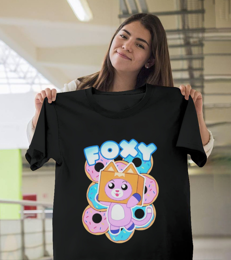 LankyBox Foxy Pink Donuts Fun Cartoon T-Shirt