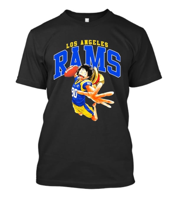 Los Angeles Rams One Piece Crossover Luffy NFL Collaboration T-Shirt