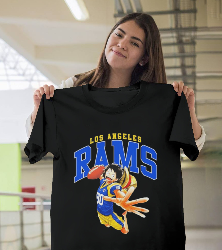 Los Angeles Rams One Piece Crossover Luffy NFL Collaboration T-Shirt