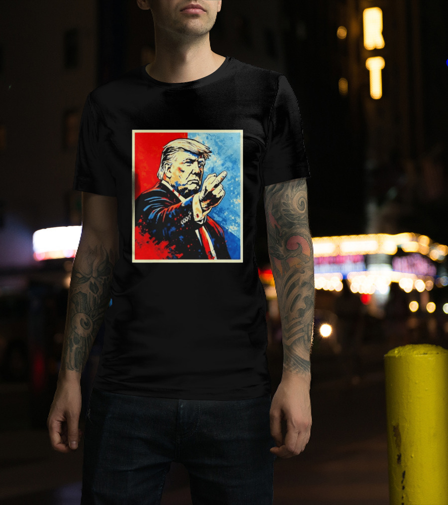 Trump 2026 Meme Middle Finger Red Blue Pop T-Shirt