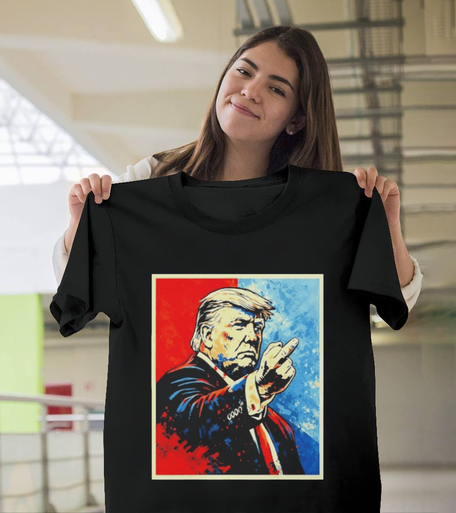 Trump 2026 Meme Middle Finger Red Blue Pop T-Shirt