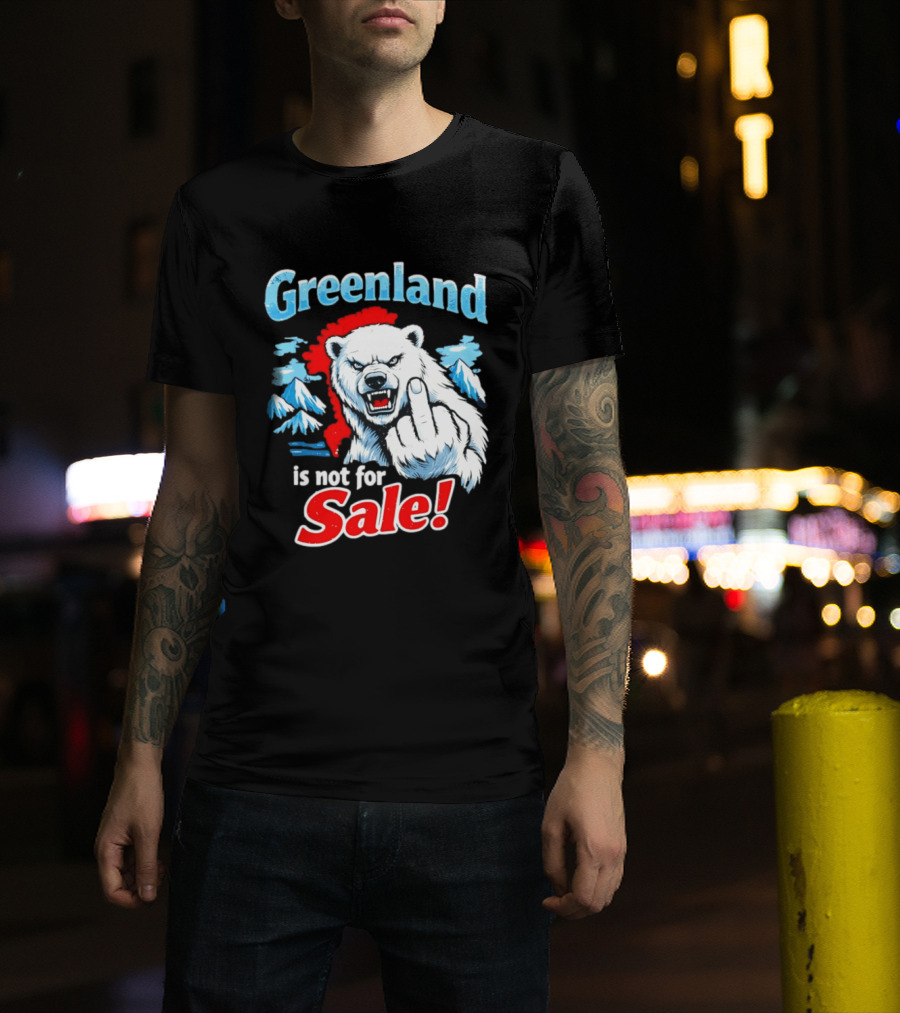 Greenland Is Not For Sale White Bear Middle Finger T-Shirt