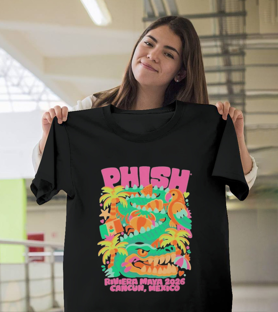 Phish Riviera Maya 2026 Cancun Mexico Gator And Parrot Tropical Vibes T-Shirt